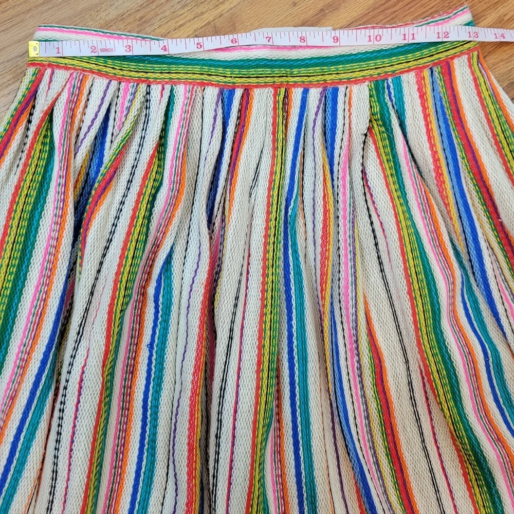 Vintage 1970s Hand Sewn Striped Long Maxi Skirt Surfer Girl Bohemian - Picture 8 of 13
